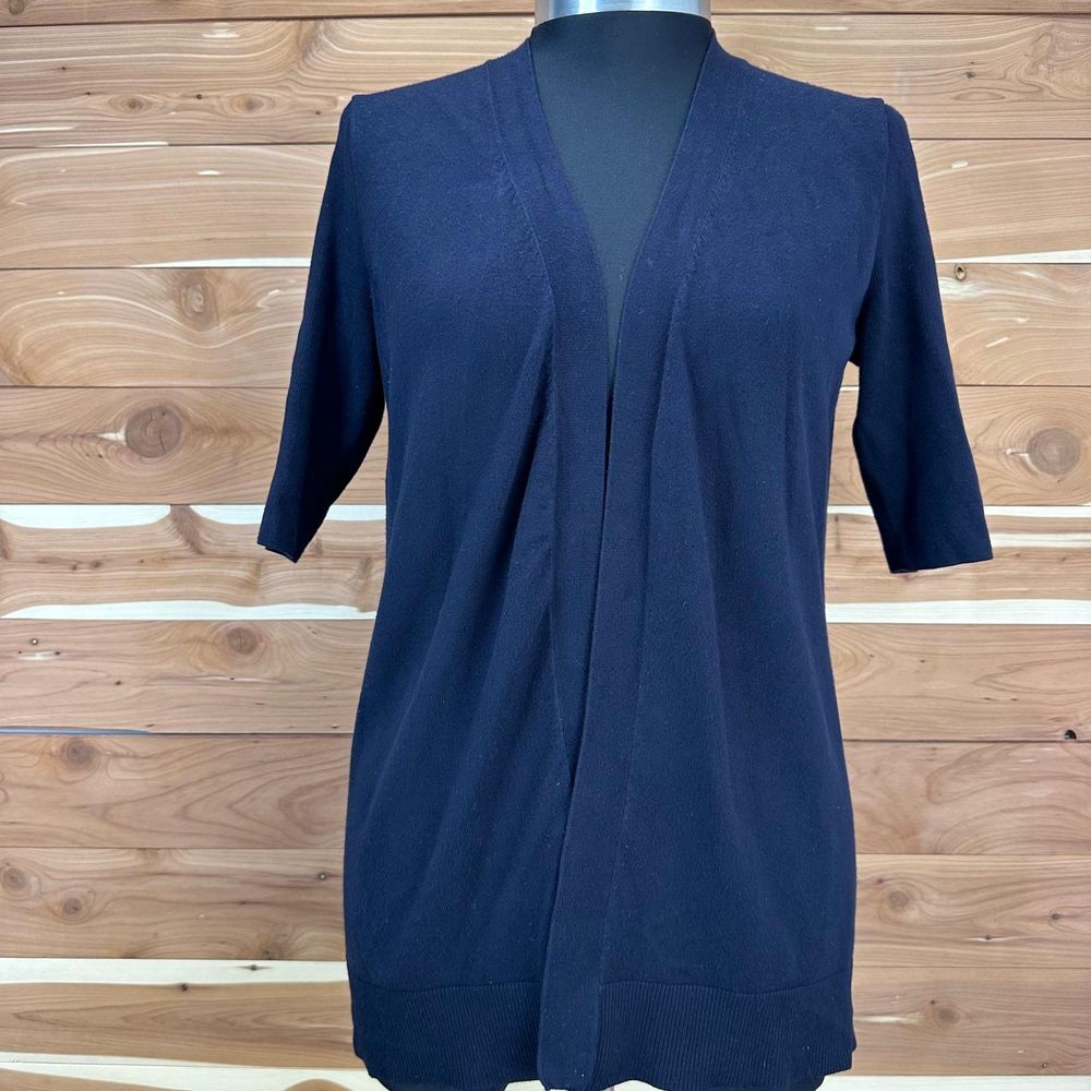 Grace Women's Short Sleeve Solid Cardigan‎ Navy Blue size Medium